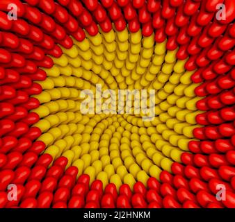 Un rendu 3D d'un fond de saupoudrés en spirale jaune et rouge Banque D'Images