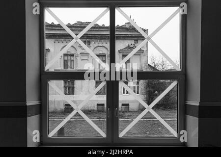 Fenêtres enregistrées en Lviv pendant Banque D'Images