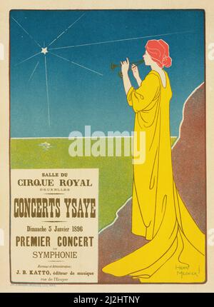 Georges Meunier, belle époque, affiche ancienne, concerts Ysaye (1896). Banque D'Images