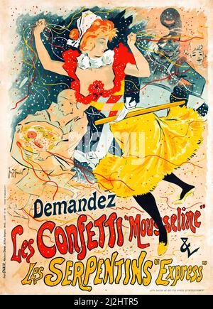 Georges Meunier, belle époque, affiche ancienne, les Confetti 'mousseline' et les Serpentins Express (1894) Banque D'Images