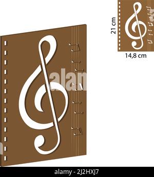 Carnet en bois avec coupe au laser Wood Art. Cahier spiralé A5 avec couverture en bois. Lime de découpe au laser de journal en bois. Joli cadeau en bois. Bloc-notes horizontal Illustration de Vecteur