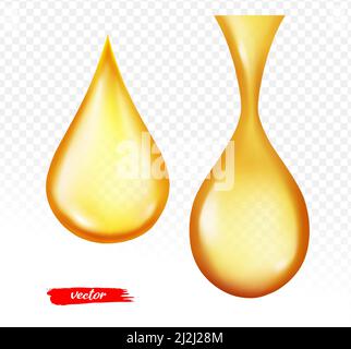 Goutte d'huile isolée sur fond transparent. Illustration vectorielle réaliste de la goutte de miel. Illustration de Vecteur
