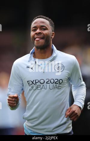 BURNLEY, ROYAUME-UNI. AVR 2nd Raheem Sterling de Manchester City avant le match de la Premier League entre Burnley et Manchester City à Turf Moor, Burnley, le samedi 2nd avril 2022. (Credit: Pat Scaasi | MI News) Credit: MI News & Sport /Alay Live News Banque D'Images