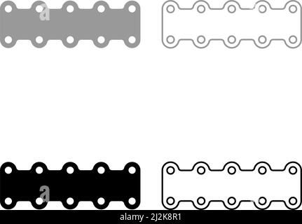 Joint moteur voiture jeu icône gris noir couleur vecteur illustration image simple remplissage Uni contour ligne mince plat Illustration de Vecteur