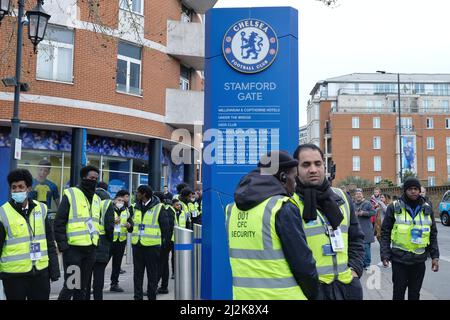 Londres, Royaume-Uni, 2nd avril 2022. Matchday au Stamford Bridge avant le match de Chelsea vs Brentford. Crédit : onzième heure Photographie/Alamy Live News Banque D'Images