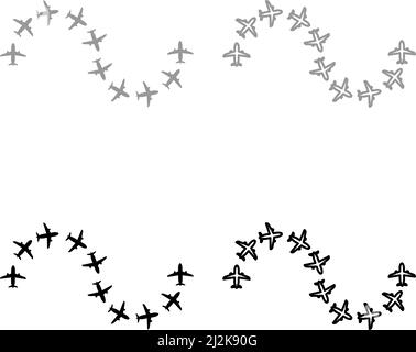 Itinéraire à partir d'avions vol itinéraire touristique avion vols aventure temps concept itinéraire voler ensemble icône gris noir couleur vecteur illustration image Illustration de Vecteur