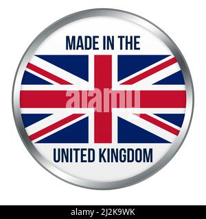 Fabriqué au Royaume-Uni bouton de campagne ronde avec drapeau Union Jack - Illustration Banque D'Images