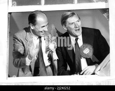 Cecil Parkinson, député conservateur, et Norman Tebbit aux célébrations des Tory Banque D'Images