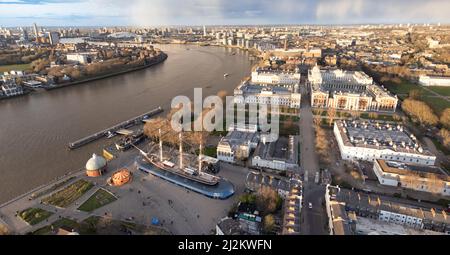 Vue sur Greenwich vers la péninsule de North Greenwich Banque D'Images