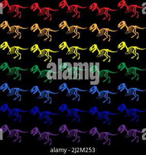 Motif vectoriel sans couture avec squelette de dinosaure. Illustration de Vecteur