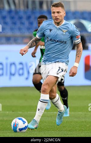 Rome, Italie. 02nd avril 2022. Ciro immobile de SS Lazio pendant le football série A match, Lazio v Sassuolo au Stadio Olimpico à Rome, Italie, le 2 avril 2022. (Photo par AllShotLive/Sipa USA) crédit: SIPA USA/Alay Live News Banque D'Images