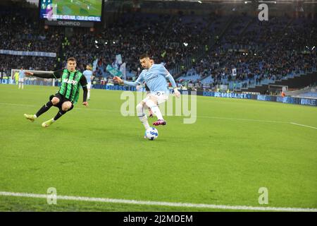 Roma, Italie. 02nd avril 2022. Au Stadio Olimpico de Rome, SS Lazio battit Sassuolo 2-1 pour le jeu de 31th de l'Italien Serie A. dans cette photo: Zaccagni (photo de Paolo Pizzi/Pacific Press) Credit: Pacific Press Media production Corp./Alay Live News Banque D'Images