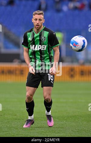 2nd avril 2022 : Stadio Olimpico, Rome, Italie; Serie A football, SS Lazio contre Sassuolo; Davide Frattesi des États-Unis Sassuolo Banque D'Images