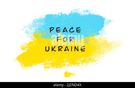 Concept de paix pour l'Ukraine bannière avec carte. Symbole jaune drapeau bleu voquant pour la paix. Séjournez avec l'ukraine, Save ukraine Banque D'Images