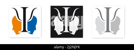 Symbole psychologue entre deux têtes humaines. Motif vectoriel Illustration de Vecteur