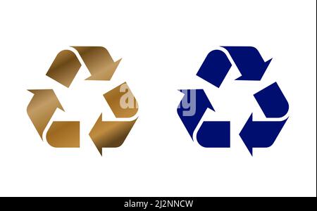 Recyclage, écologie, e-déchets et circulation de l'argent sur fond blanc logo isolé. Résumé concept 3D illustration. Banque D'Images