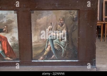 Un des nombreux panneaux peints à l'intérieur de l'église. L'Église Saint-Esprit (Église du Saint-Esprit) est une église datant du 13th siècle dans la vieille ville de Tallinn, Banque D'Images