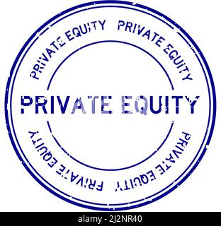 Grunge bleu private equity mot rond joint caoutchouc timbre sur fond blanc Illustration de Vecteur