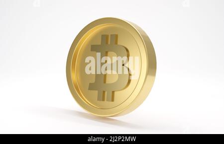 Coin bitcoin sur fond blanc. 3d rendu Banque D'Images