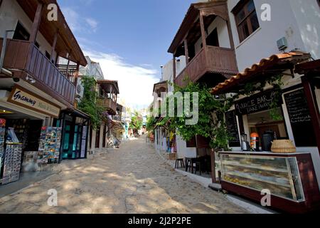 Boutiques de souvenirs dans la vieille ville de Kas, Lycia, Turquie, mer Méditerranée Banque D'Images