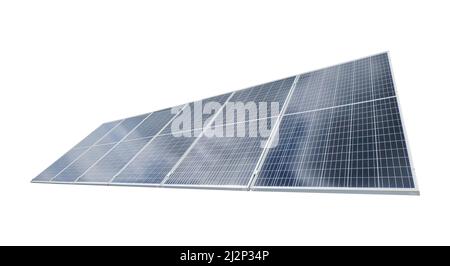 Panneaux du module solaire isolés sur fond blanc avec chemin de coupure. Concept d'énergie environnementale. Banque D'Images