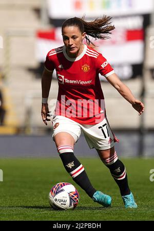 Ona Batlle de Manchester United en action contre Brighton et Hove Albion, lors du match Barclays FA Women's Super League au Leigh Sports Village de Manchester. Date de la photo: Dimanche 3 avril 2022. Banque D'Images