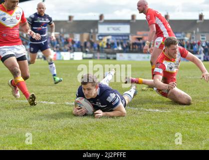 Featherstone, West Yorkshire, Royaume-Uni, le 3rd avril 2022. Betfred jeu de championnat entre Featherstone Rovers et Sheffield Eagles au Millennium Stadium, Featherstone, West Yorkshire, Royaume-Uni le 3rd avril 2022 crédit: Craig Cresswell/Alay Live News Banque D'Images