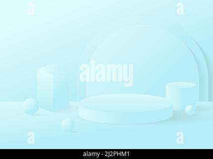 Abstrait podium pastel dégradé bleu design art décoratif. Le chevauchement affiche l'arrière-plan de la maquette. Vecteur d'illustration Illustration de Vecteur