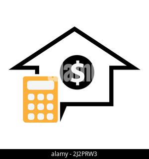 Vecteur icône maison et calculatrice. Concept de calcul des achats de maison. Icône stock plat Illustration de Vecteur