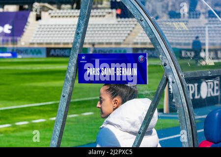 Luana Bertolucci de Paris Saint Germain avant le championnat de France féminin, D1 Arkema football match entre Paris FC et Paris Saint-Germain le 3 avril 2022 au stade Sébastien Charlety à Paris, France - photo: Melanie Laurent/DPPI/LiveMedia Banque D'Images