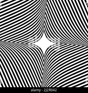 Élément vectoriel d'art visuel, optique et op-art. Forme géométrique torsadée abstraite noire et blanche. Illustration vectorielle, graphiques clip-art Illustration de Vecteur