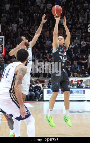 Matteo Spagnolo (Vanoli basket Cremona) pendant la série A1 italien LBA championnat match Kigili Fortitudo Bologna vs. Vanoli basket Cremona au palais sportif de Paladozza - Bologne, 3 avril 2022 - photo: Michele Nucci Banque D'Images