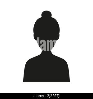 Silhouette de la tête pour femme. Avatar noir humain. Profil de fille. Vecteur isolé sur blanc Illustration de Vecteur