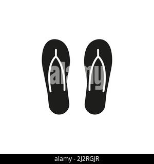 Icône de la ligne chaussons. Chaussures contour été. Panneau de plage. Vecteur isolé sur blanc. Illustration de Vecteur