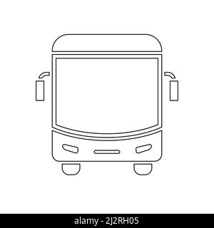 Icône de bus. Symbole de la ligne de transport public. Panneau de contour d'automobile. Vue avant. Illustration de Vecteur