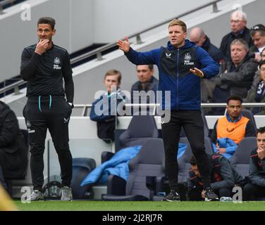 Londres, Royaume-Uni. 03rd avril 2022. 03 avril 2022 - Tottenham Hotspur v Newcastle United - Premier League - Tottenham Hotspur Stadium Newcastle United Manager Eddie Howe. Crédit photo : crédit: Mark pain/Alamy Live News Banque D'Images