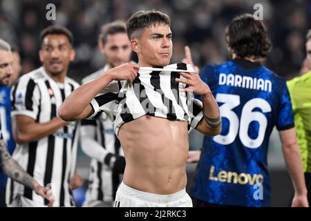 Turin, Italie. 03rd avril 2022. Paulo Dybala de Juventus FC lors de la série Un match de football 2021/2022 entre Juventus FC et FC Internazionale au stade Juventus de Turin (Italie), le 3rd avril 2022. Photo Andrea Staccioli/Insidefoto crédit: Insidefoto srl/Alamy Live News Banque D'Images