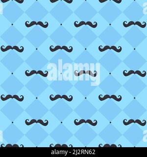 motif moustache sans couture sur fond bleu pour la fête des pères. Banque D'Images