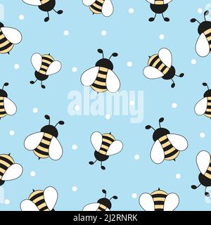 Motif sans couture avec abeilles volantes. Dessin animé vectoriel abeilles noires et jaunes Illustration de Vecteur