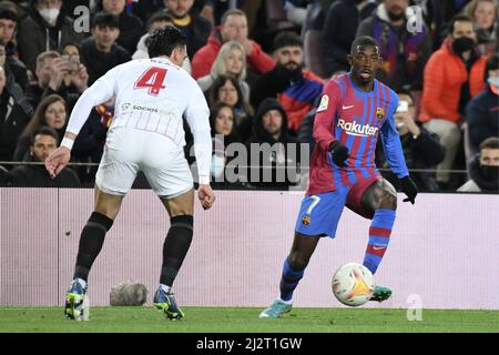 Barcelone, Espagne. 03rd avril 2022. La Liga Spanish la Liga football Match FC Barcelona vs Sevilla au Camp Nou Stadium, Barcelone 02 avril, 2022 900/Cordin Press Credit: CORDIN PRESS/Alay Live News Banque D'Images