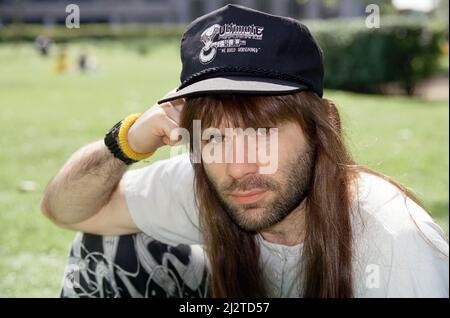 Bruce Dickinson, chanteur principal du groupe de métaux lourds Iron Maiden. 13th mai 1992. Banque D'Images