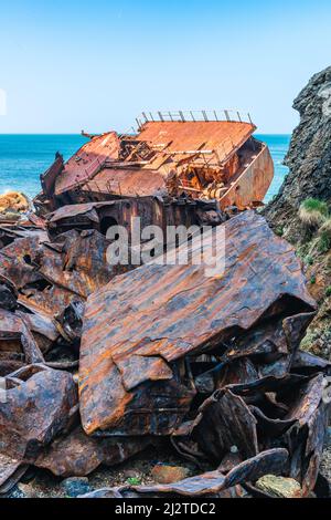 Naufrage de MV RMS Mulheim, Land's End, Cornwall, Angleterre Banque D'Images