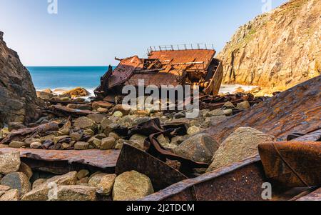 Naufrage de MV RMS Mulheim, Land's End, Cornwall, Angleterre Banque D'Images