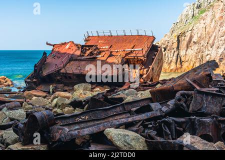 Naufrage de MV RMS Mulheim, Land's End, Cornwall, Angleterre Banque D'Images