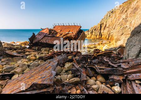 Naufrage de MV RMS Mulheim, Land's End, Cornwall, Angleterre Banque D'Images