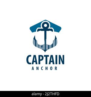 Chapeau de capitaine et logo représentant un élément d'ancrage de navire, un marin ou un logo Illustration de Vecteur