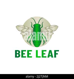 Contour vert du logo de l'abeille abstraite en cercle, simple et moderne Illustration de Vecteur
