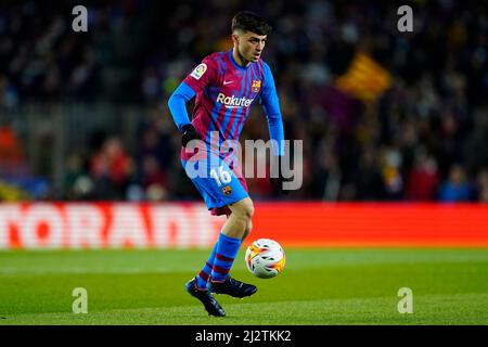 Barcelone, Espagne. 03rd avril 2022. Pedro Gonzalez Pedri du FC Barcelone pendant le match de la Liga entre le FC Barcelone et le FC Séville joué au Camp Nou Stadium le 3 avril 2022 à Barcelone, Espagne. (Photo de Sergio Ruiz/PRESSINPHOTO) Credit: PRESSINPHOTO SPORTS AGENCY/Alay Live News Banque D'Images