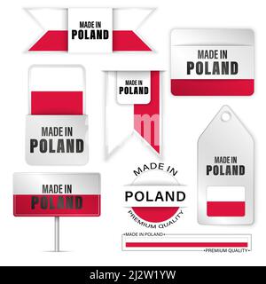 Jeu de graphiques et d'étiquettes fabriqués en Pologne. Certains éléments d'impact pour l'utilisation que vous voulez en faire. Illustration de Vecteur