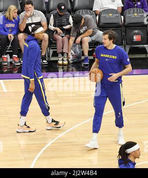 Sacramento, CA, 3rd avril 2022: Sacramento Kings vs Golden State Warriors: Session de pratique des guerriers ahed du match. : Seshadri SUKUMAR crédit: Seshadri SUKUMAR/Alamy Live News Banque D'Images